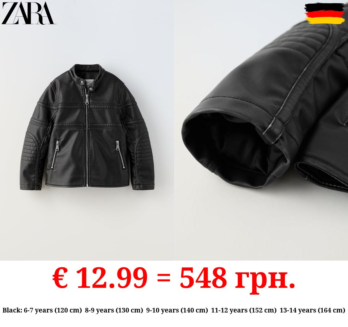 FADED FAUX LEATHER JACKET