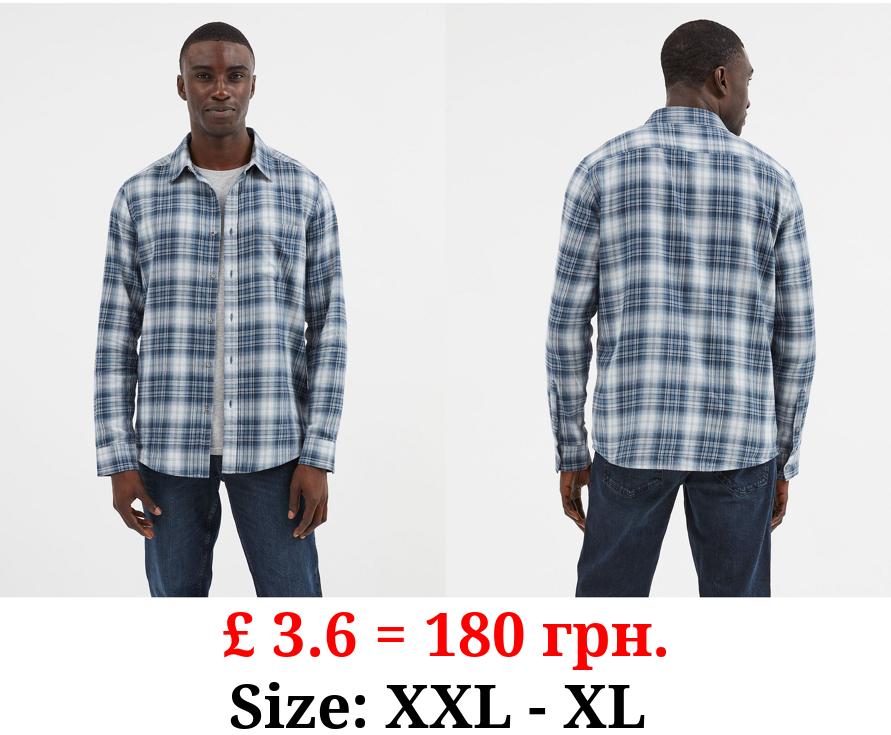 Blue Checked Brushed Long Sleeve Shirt