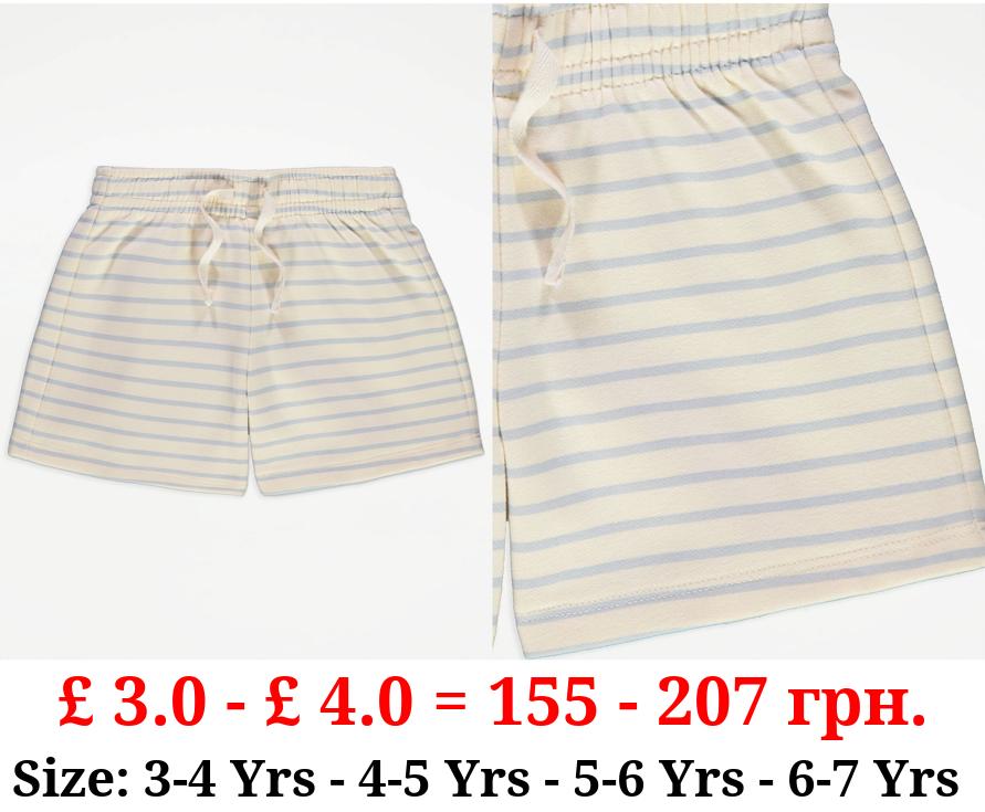 Cream Stripe Jersey Shorts