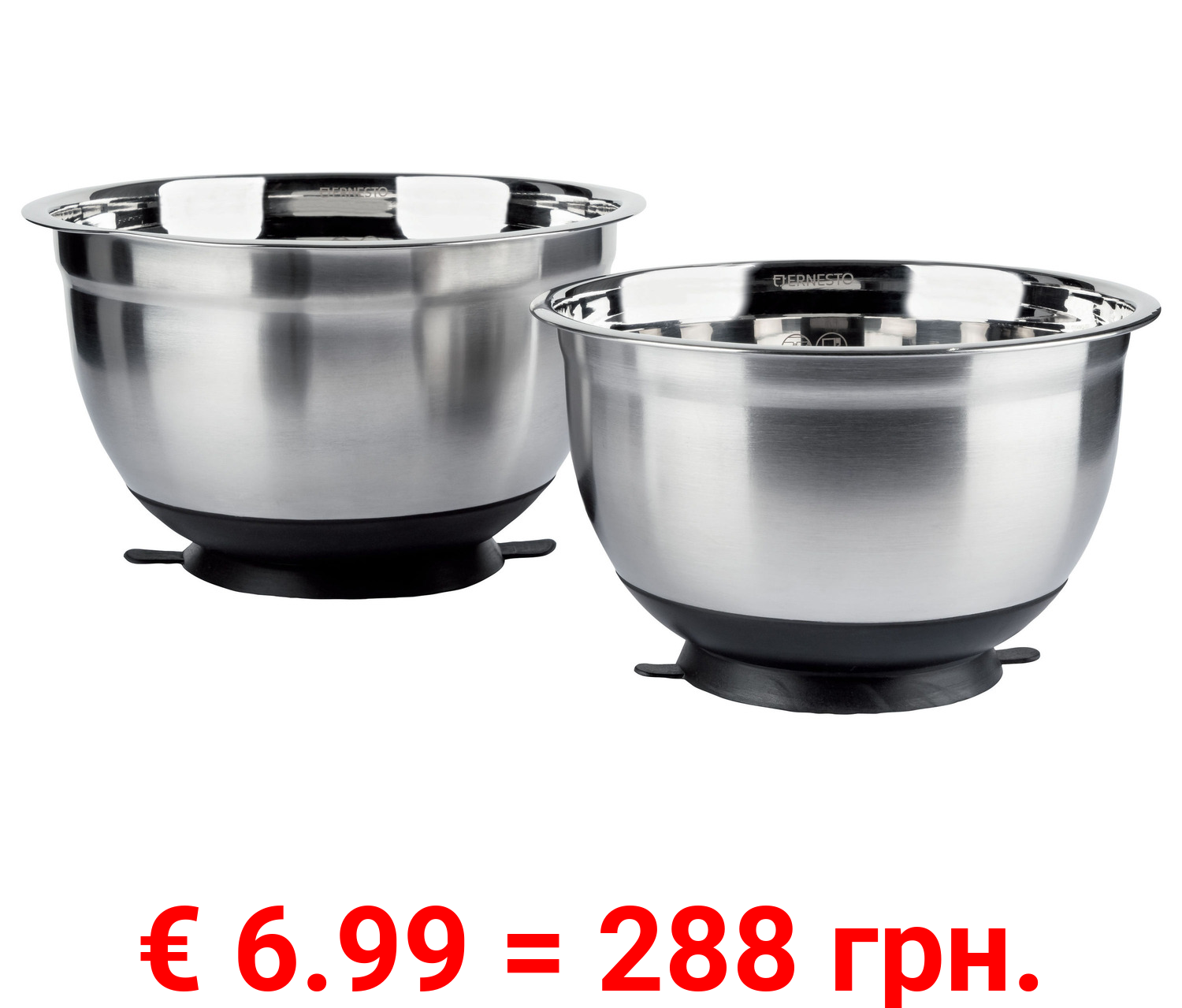 ERNESTO® Rührschüssel Edelstahl mit Saugboden 2er -Set