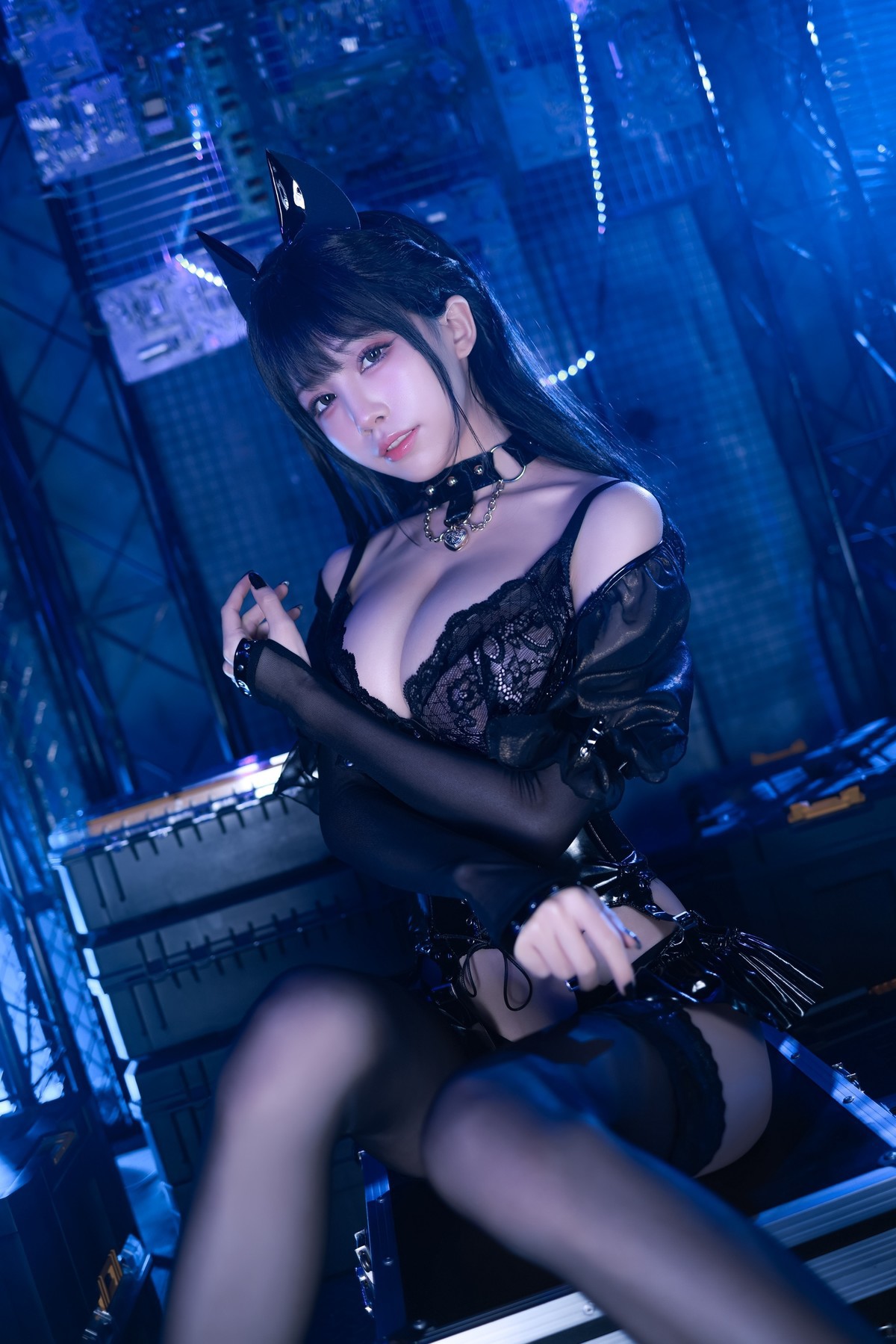 水淼aqua Cosplay 猫咪女郎 黑色猫猫 18