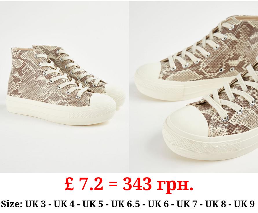 Snake Skin Flatform High Top Trainers