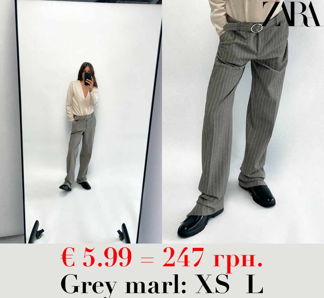 STRAIGHT CUT HERRINGBONE TROUSERS