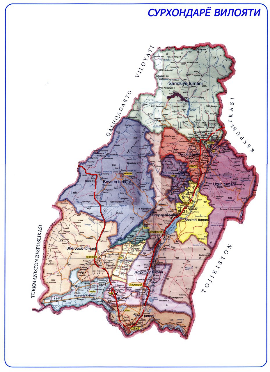 Сурхандарьинская область карта