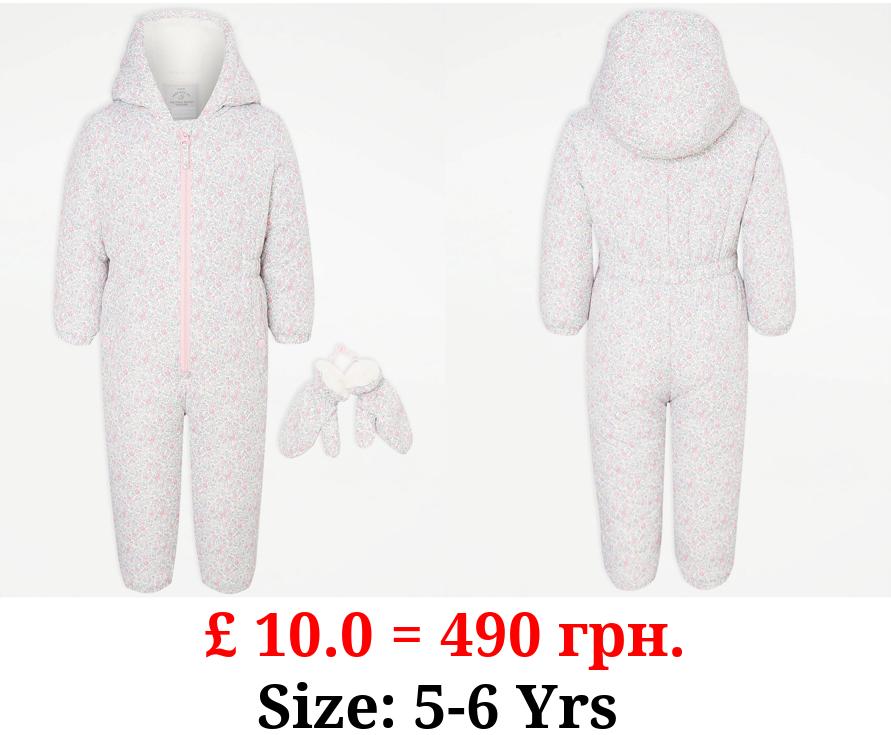 Ditsy Floral Padded Snowsuit and Mittens
