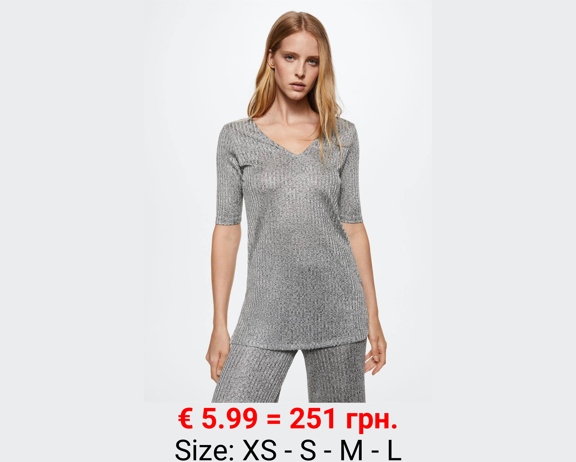 Camiseta cuello pico canalé