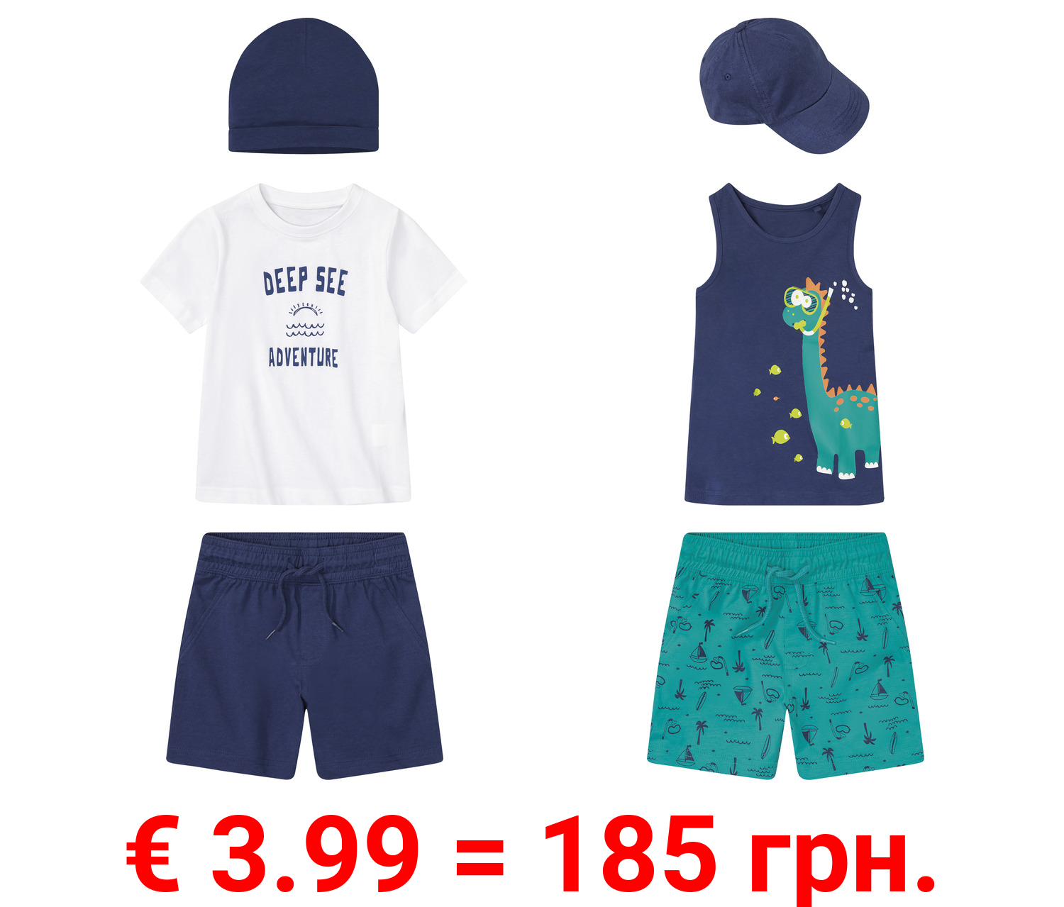 lupilu® Kleinkinder Set, 3-teilig, mit hohem Baumwollanteil