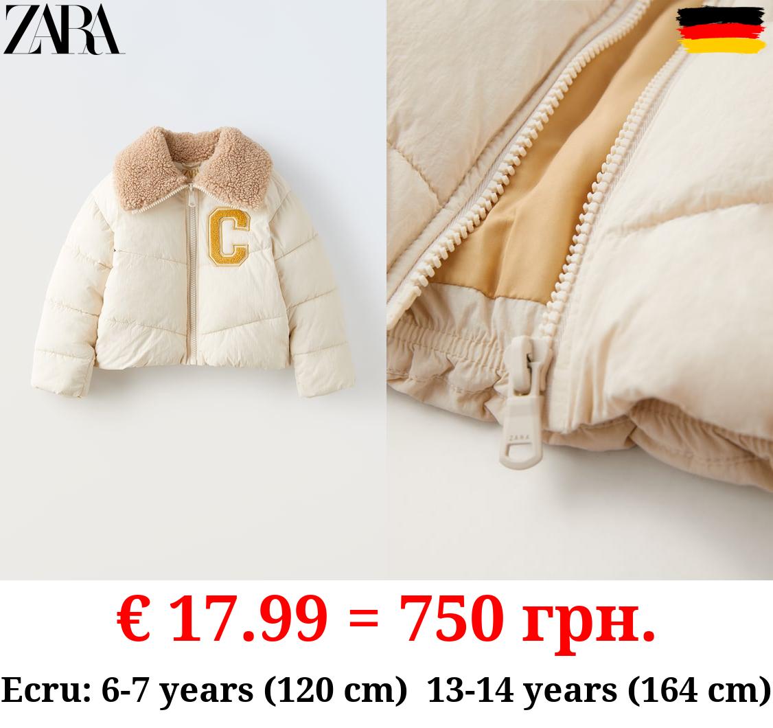 PUFFER COAT WITH FAUX SHEARLING