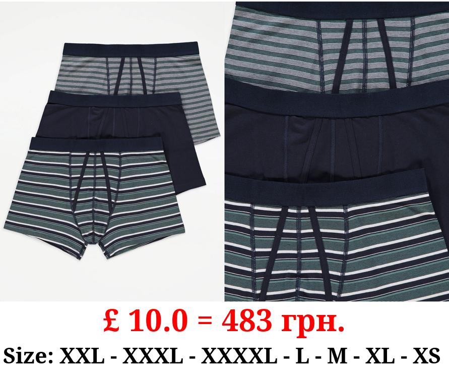 Green Striped A-Front Trunks 3 Pack