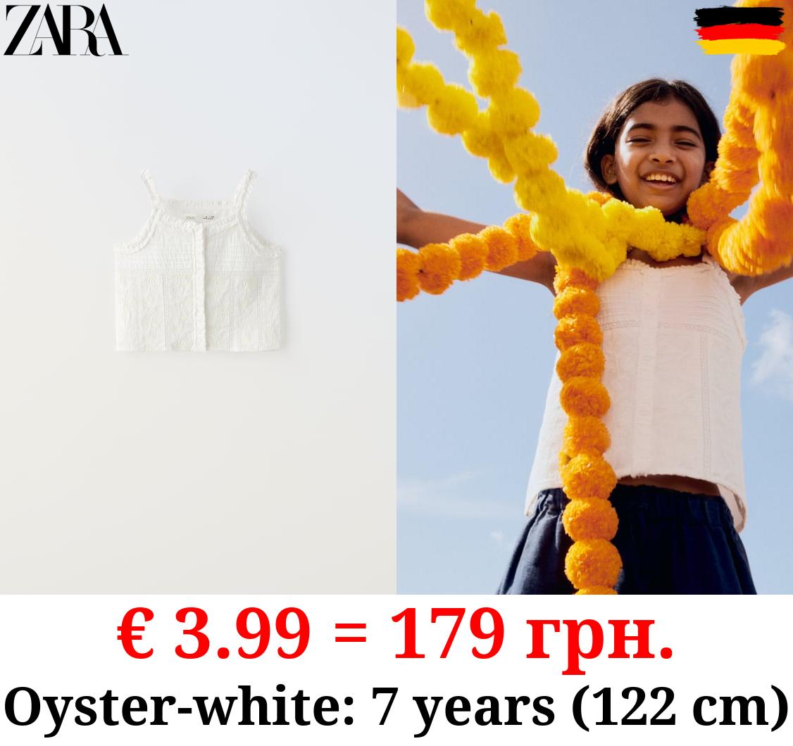 EMBROIDERED TOP WITH RUFFLES