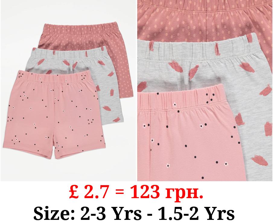 Pink Printed Shorts 3 Pack