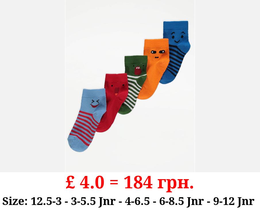 Funny Face Bright Cotton Rich Socks 5 Pack