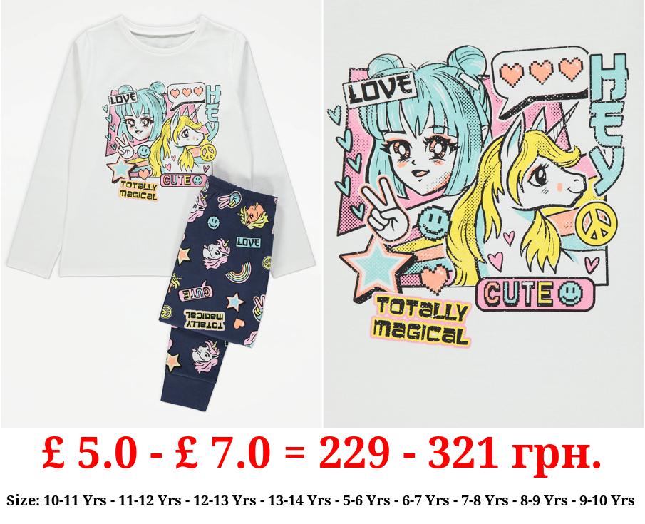 Cartoon Unicorn Long Sleeve Pyjamas