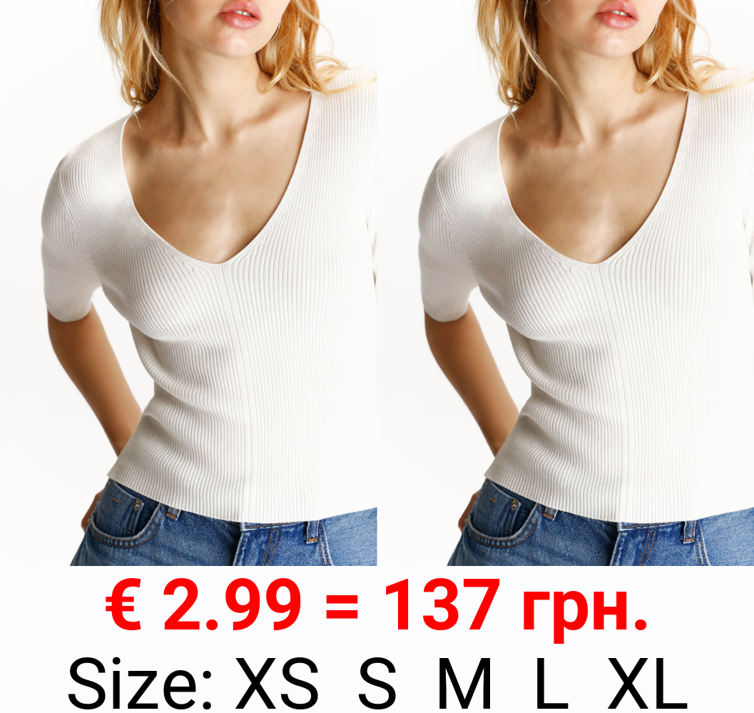 V-neck ribbed T-shirt