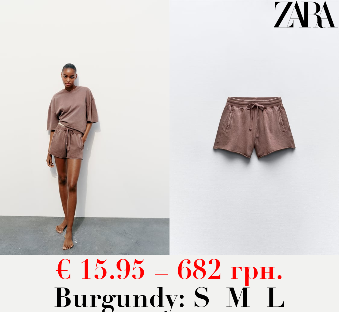 FADED-EFFECT PLUSH SHORTS