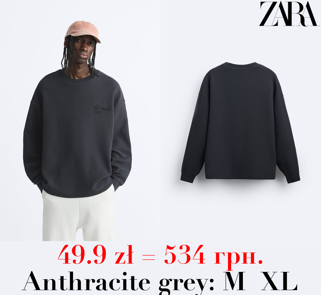 CHECK-TEXTURE SWEATSHIRT