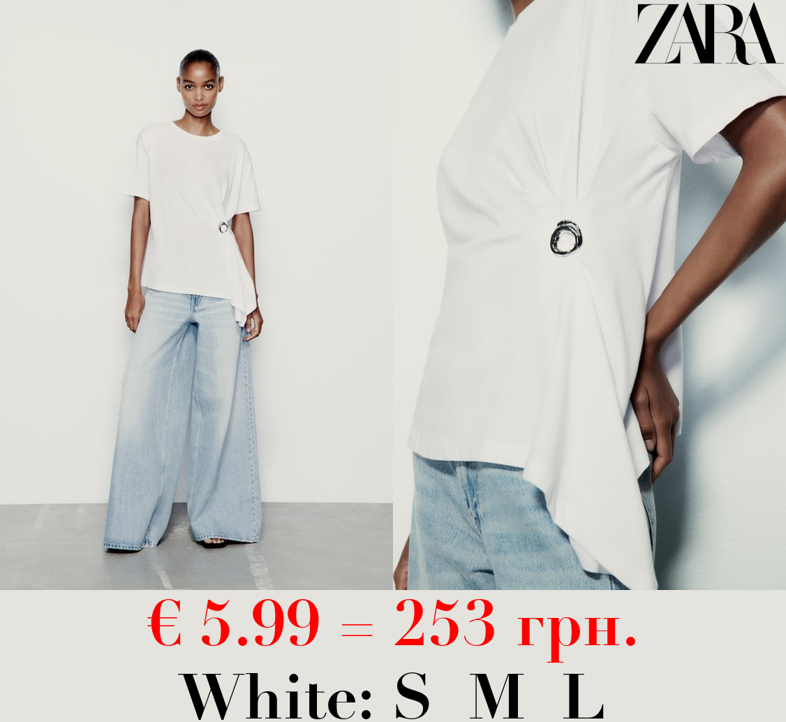 T-SHIRT WITH SIDE BROOCH