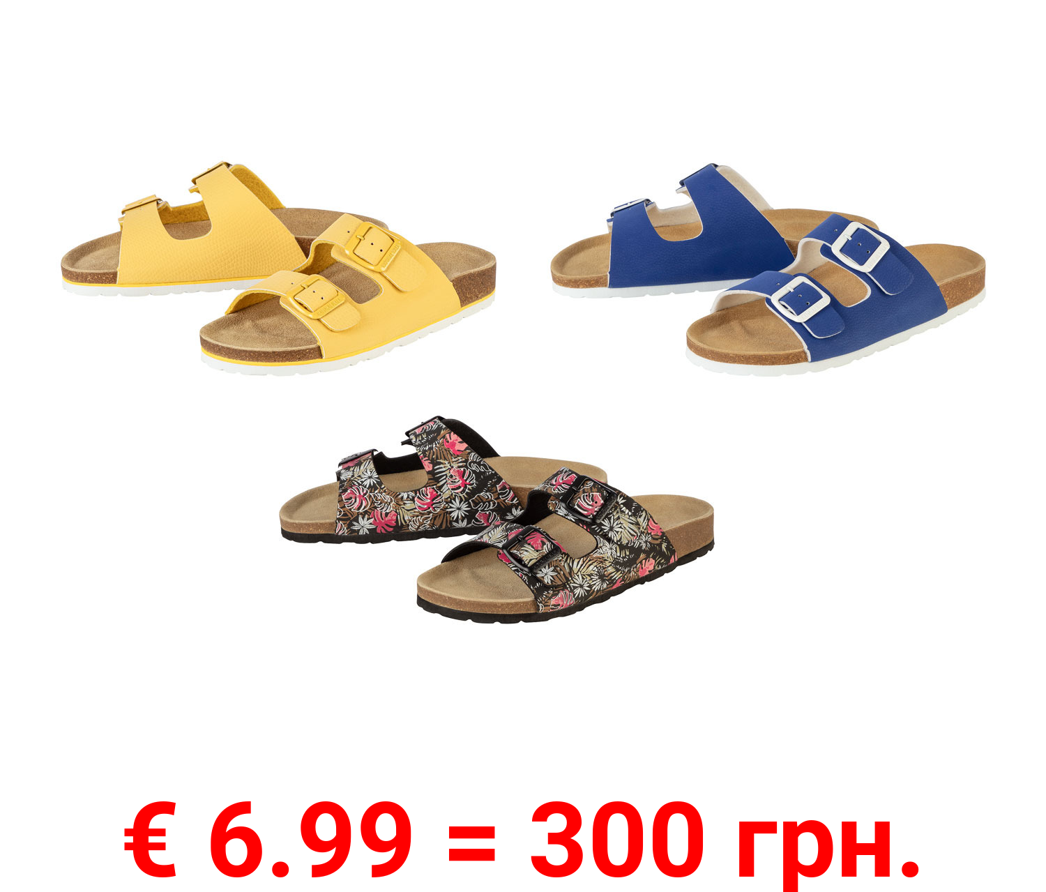 esmara® Damen Pantolette Tieffußbett mit verstellbaren Schnallen