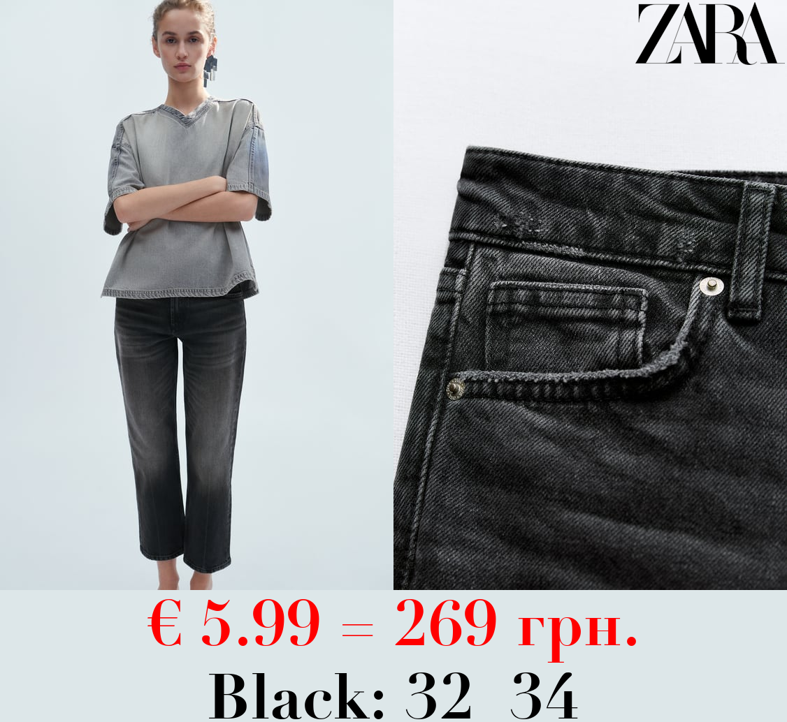 TRF STRAIGHT LOW-RISE CROPPED JEANS
