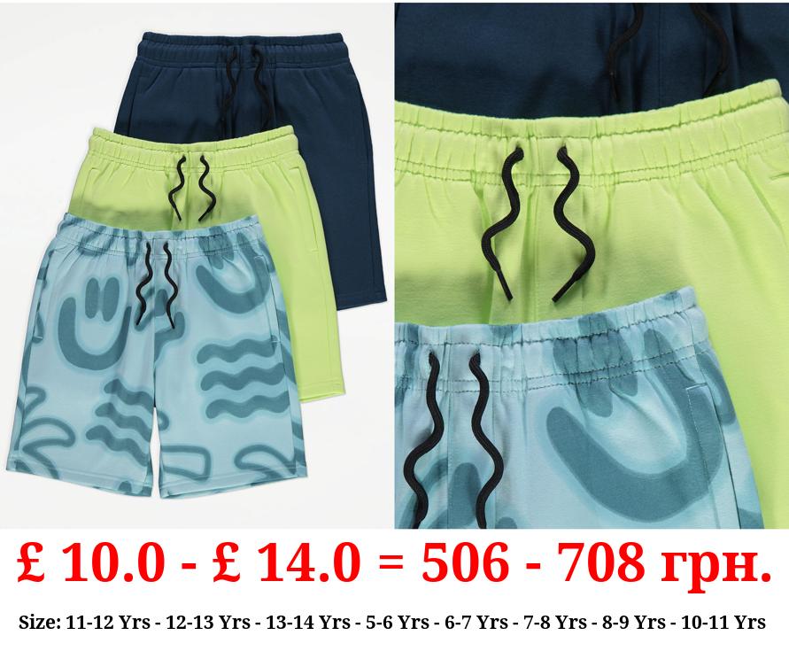 Smiley Palm Jersey Shorts 3 Pack