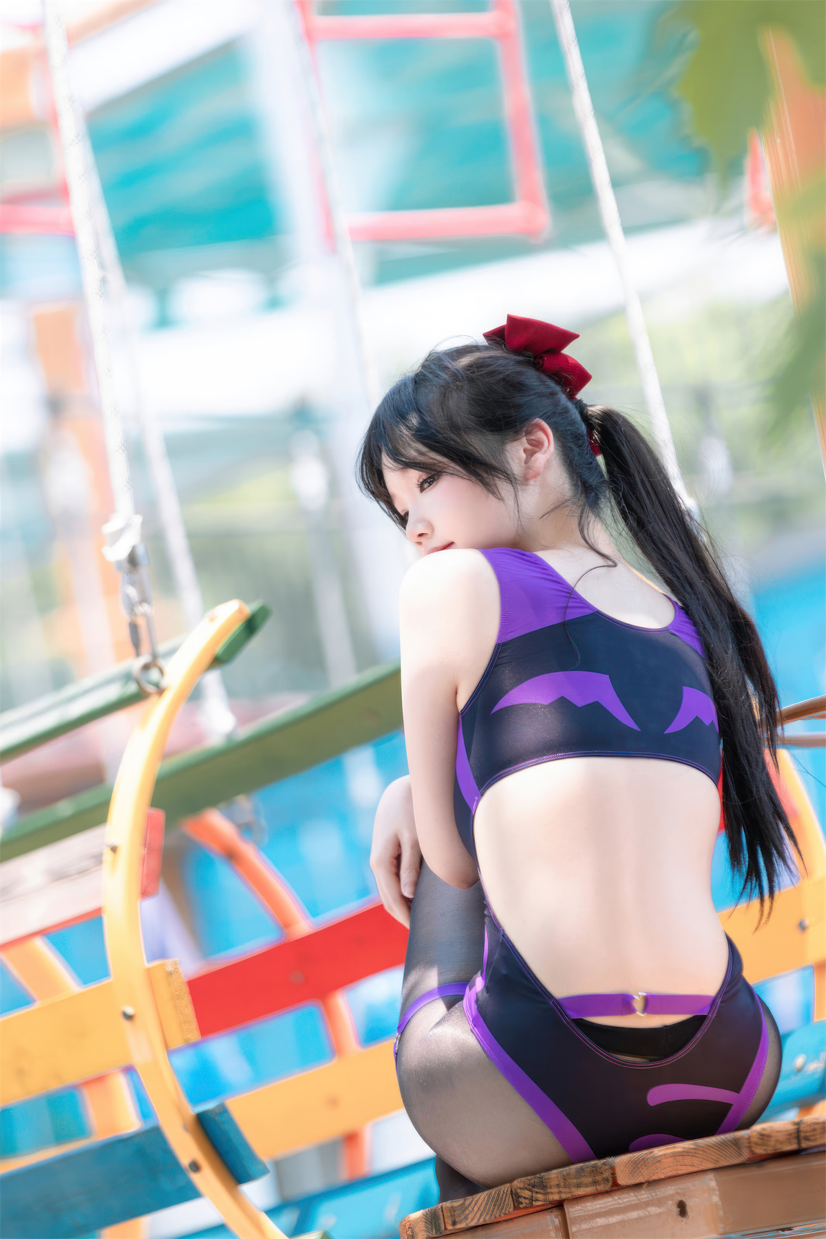 Cosplay 雪晴Astra 雪晴嘟嘟 紫色恶魔竞泳 19