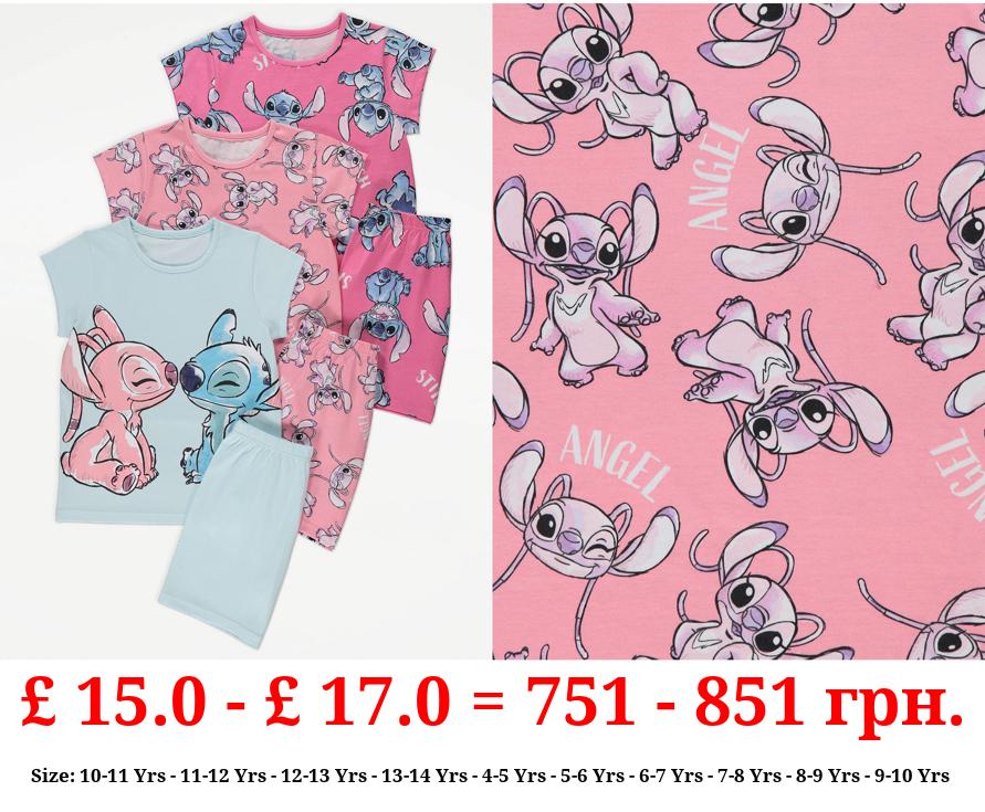 Disney Lilo & Stitch Angel Pink Short Pyjamas 3 Pack