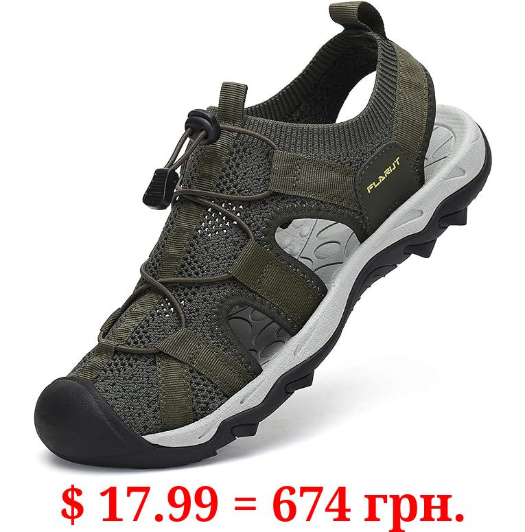 FLARUT Men's Sport Sandals Outdoor Hiking Sandals Closed Toe Mesh Athletic Lightweight Trail Walking Casual Sandals Water Shoes