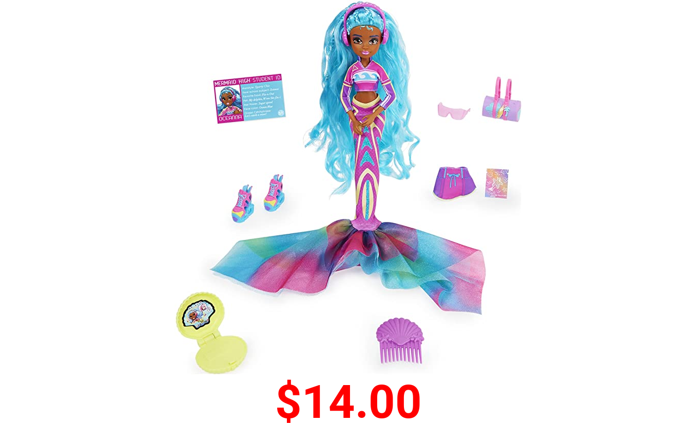 Mermaid High, Oceanna Deluxe Mermaid Doll & Accessories with Removable Tail, Doll Clothes and 4 Fashion Accessories, Kids Toys for Girls Ages 4 and up
