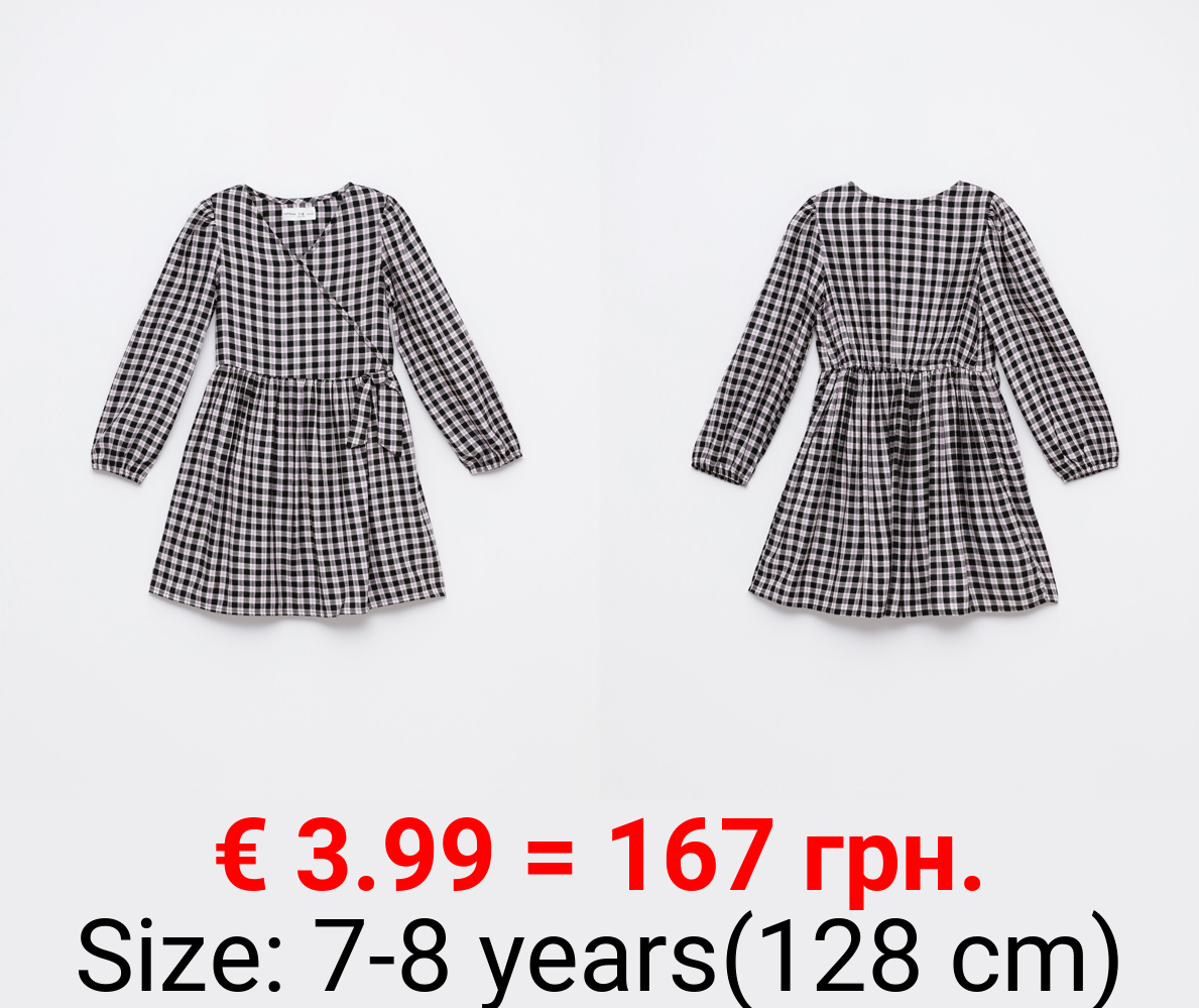 Checked wrap dress