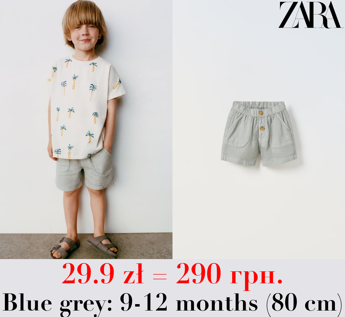 LINEN BLEND BERMUDA SHORTS