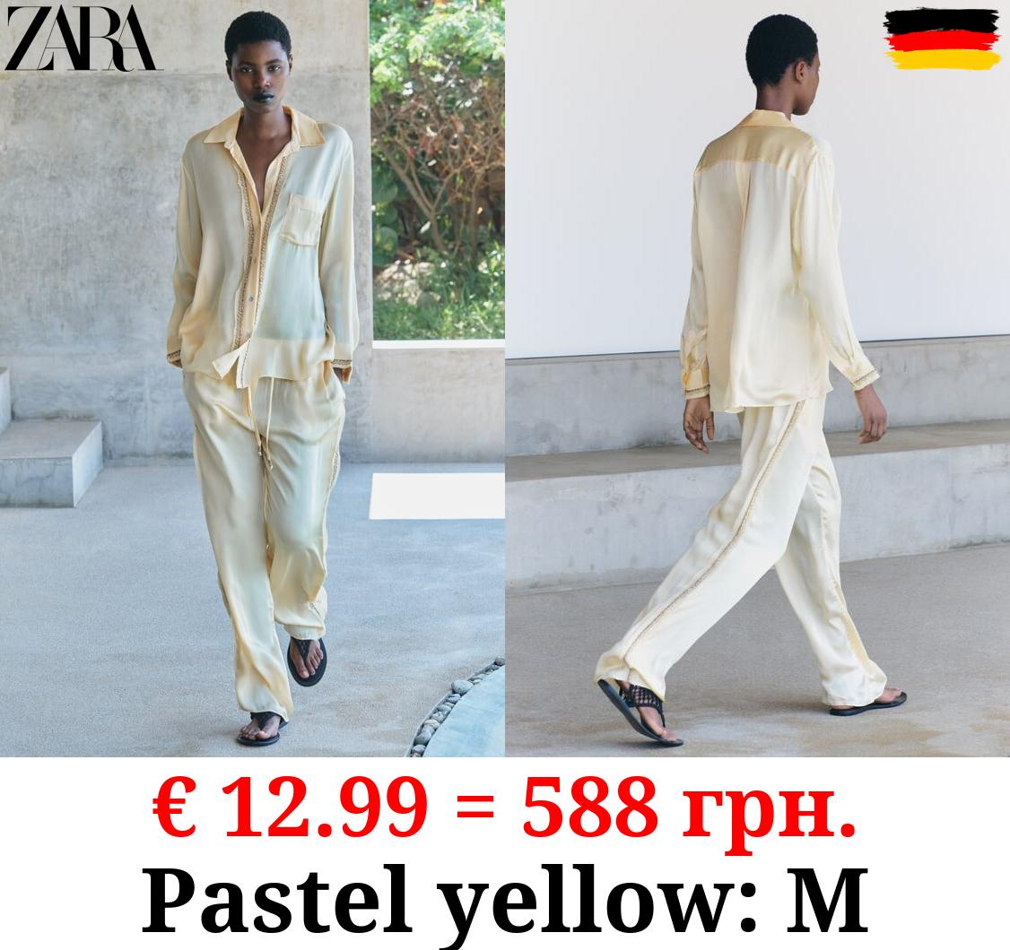 ZW COLLECTION EMBROIDERED SATIN SHIRT