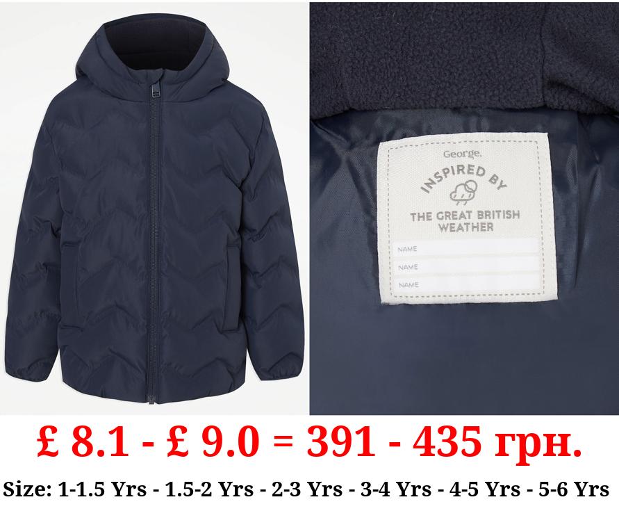 Navy Padded Hooded Coat