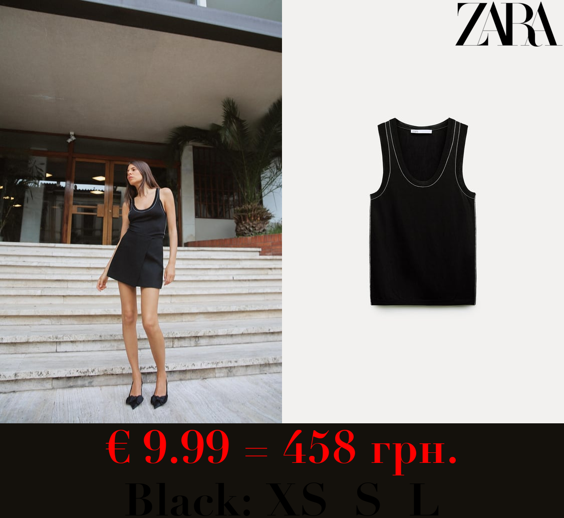 PLAIN KNIT TOP WITH CONTRAST TRIMS