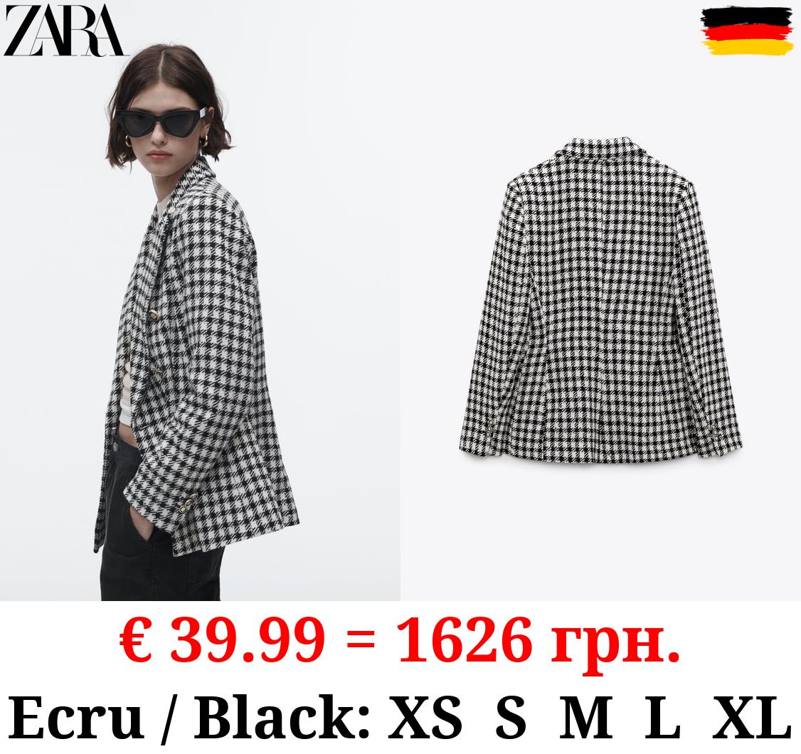 DOUBLE-BREASTED CHECK BLAZER