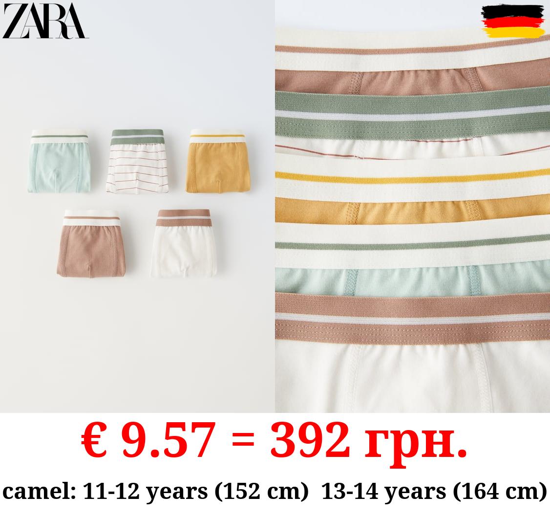 6-14 YEARS/ PACK OF FIVE BOXERS