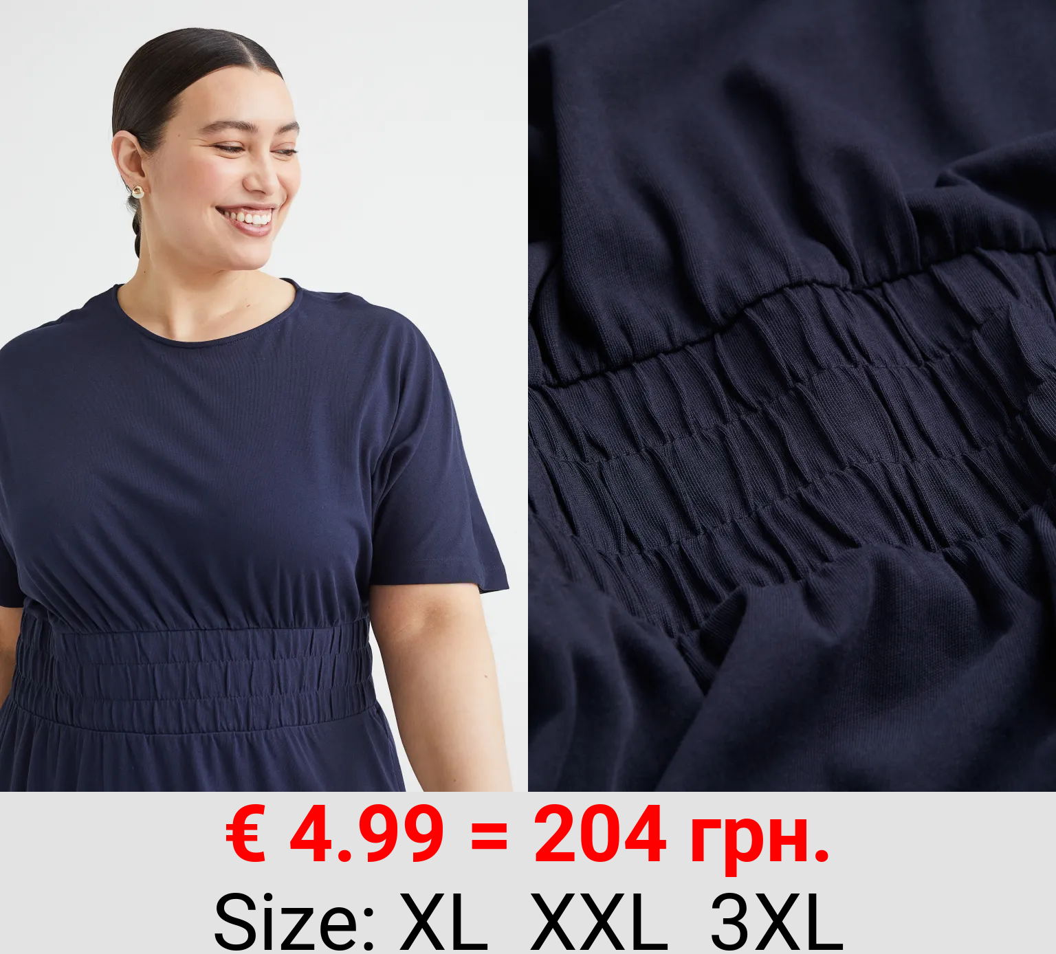 H&M+ Kleid mit gesmokter Passe