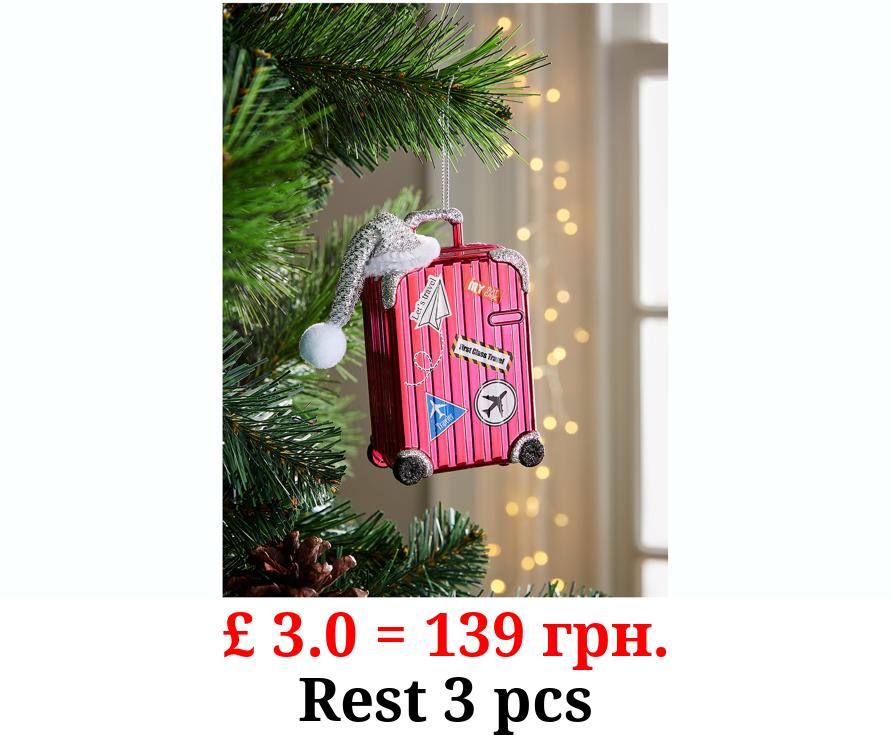 Christmas Pink Suitcase Bauble