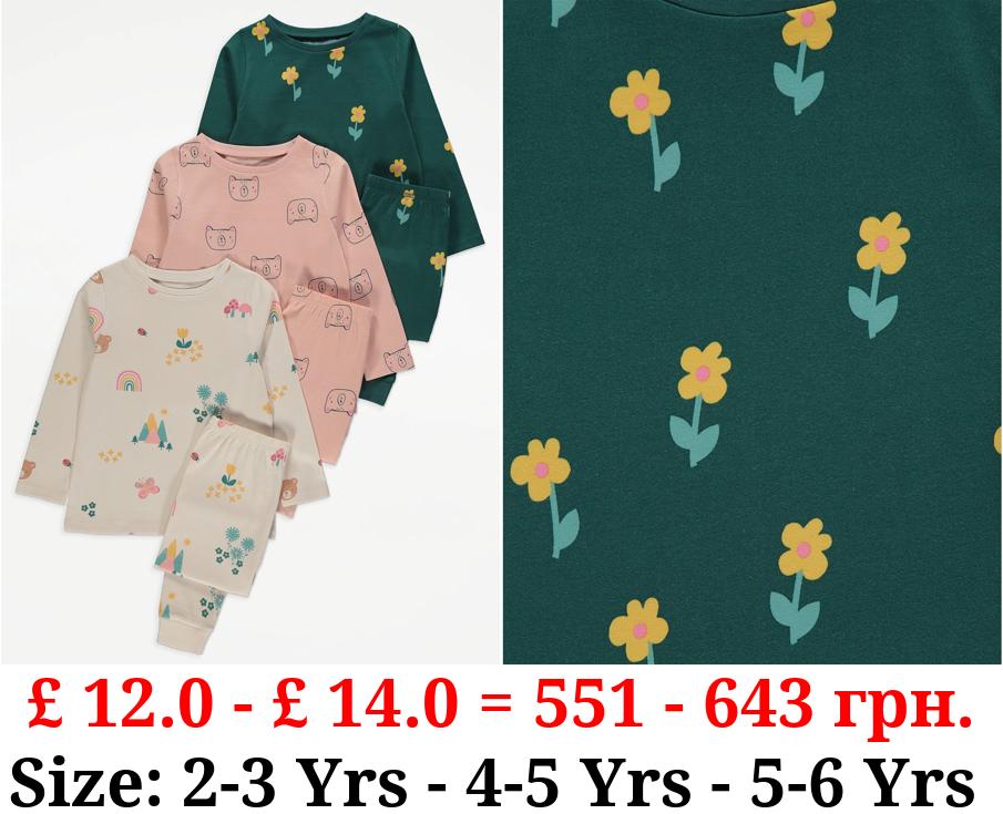 Woodland Bear Pyjamas 3 Pack