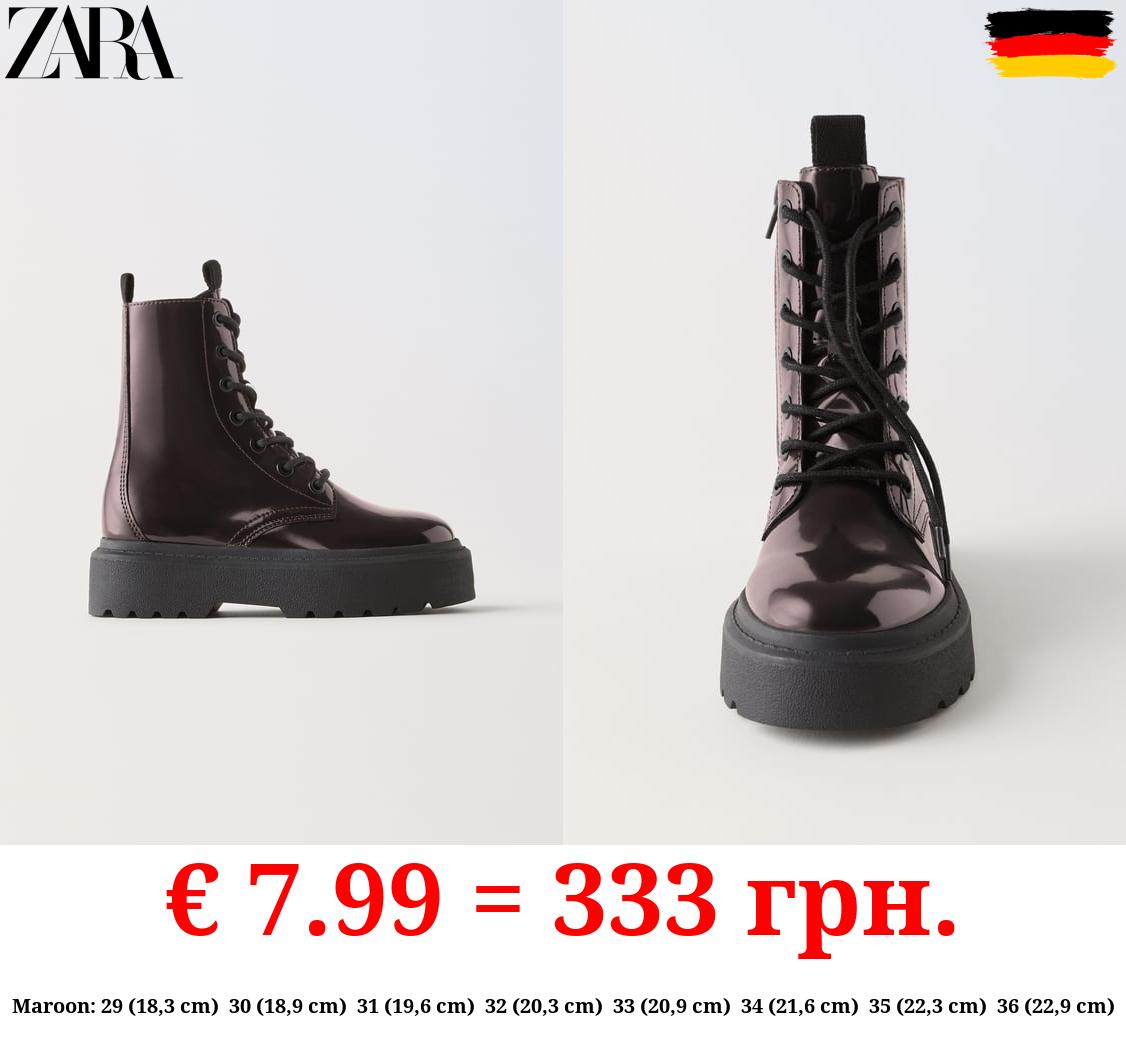 FAUX PATENT ANKLE BOOTS