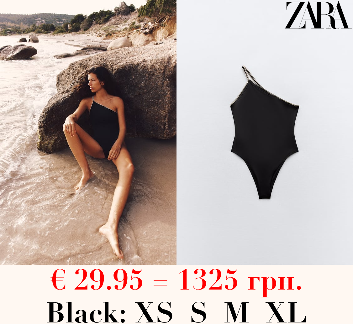 EMBROIDERED ASYMMETRIC SWIMSUIT