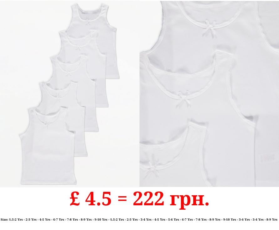 White Plain Vests with Bow 5 Pack