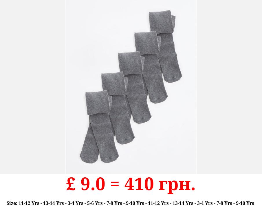 Grey Super Soft Cotton Rich Tights 5 Pack