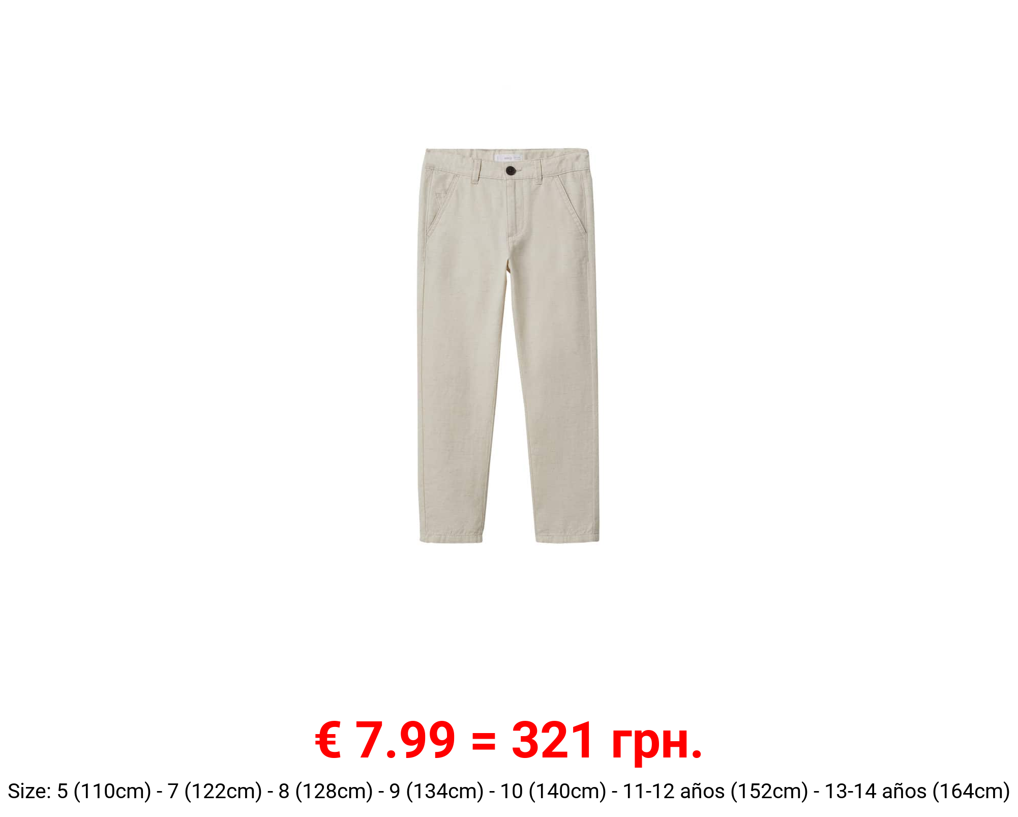 Pantalón slim fit algodón lino
