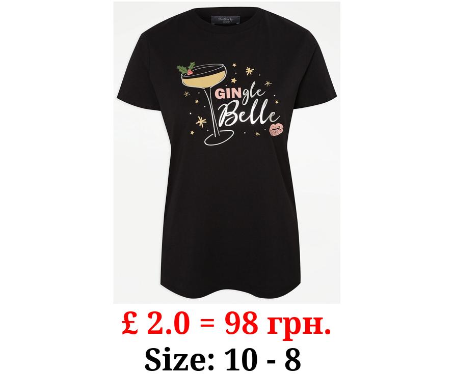 Black Gingle Belle Slogan T-Shirt