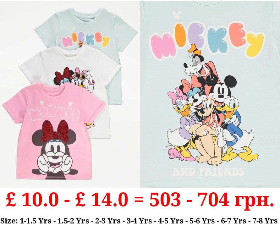 Disney Mickey & Friends Sequin T-Shirts 3 Pack
