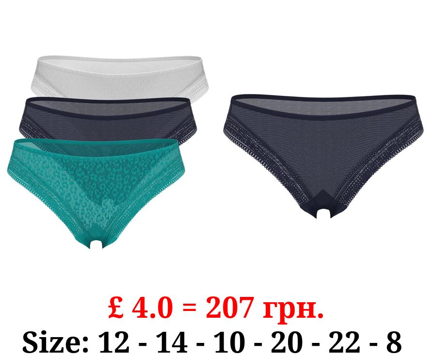 Lace Textured High Leg Knickers 3 Pack