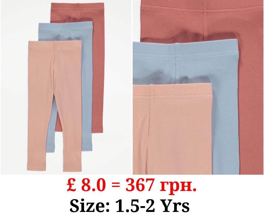 Pastel Ribbed Leggings 3 Pack