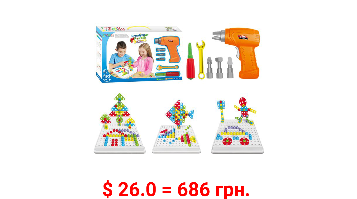 Educational Design and Drill toy Building toys set - 193 Pcs with board game STEM Learning Construction creative playset for 3, 4, 5+ Year Old Boys & Girls Best Toy Gift for Kids Ages 3yr – 6yr & up