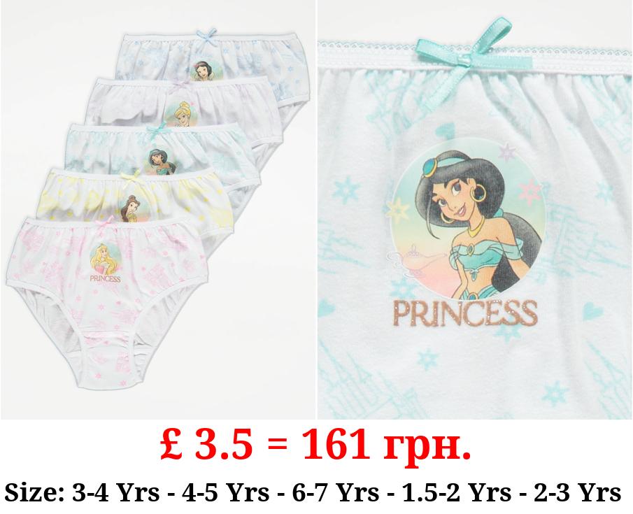 Assorted Disney Princess Character Print Briefs 5 Pack