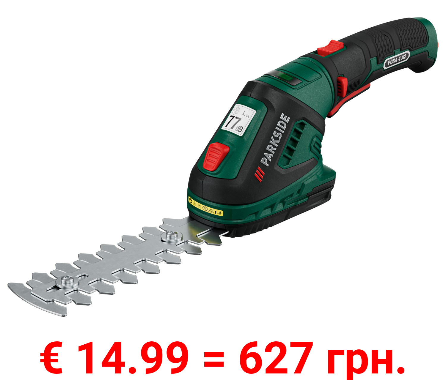 PARKSIDE® 4 V Akku-Gras und Strauchschere »PGSA 4 A2«, um 180° drehbarer Softgriff